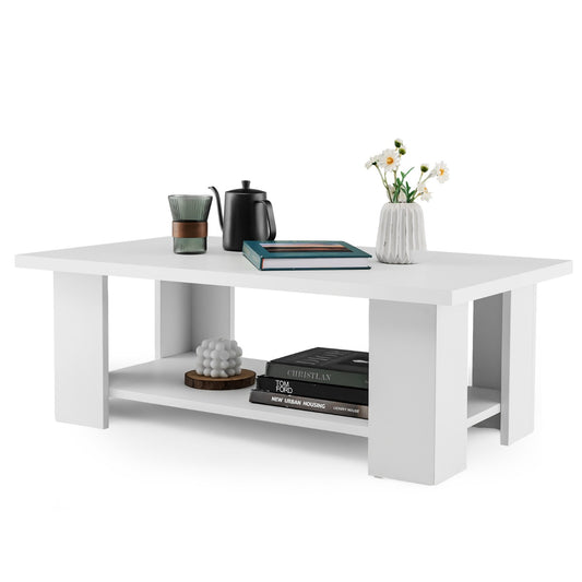 Costway Modern Coffee Table with Storage Shelf for Living Room