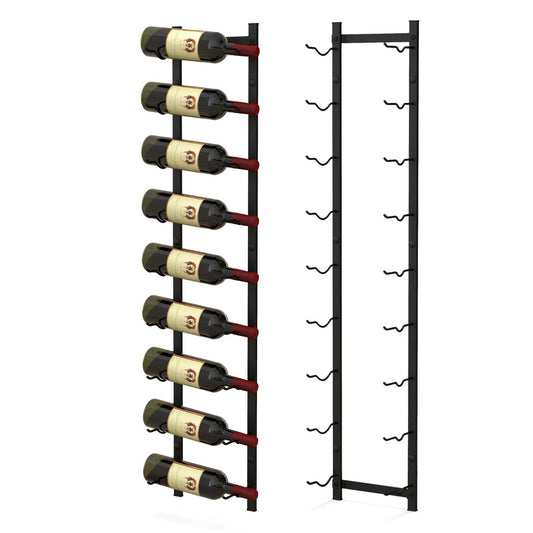 Rust-proof Metal Wall Mounted Wine Rack for 6/9/12 Bottles-9 Bottles