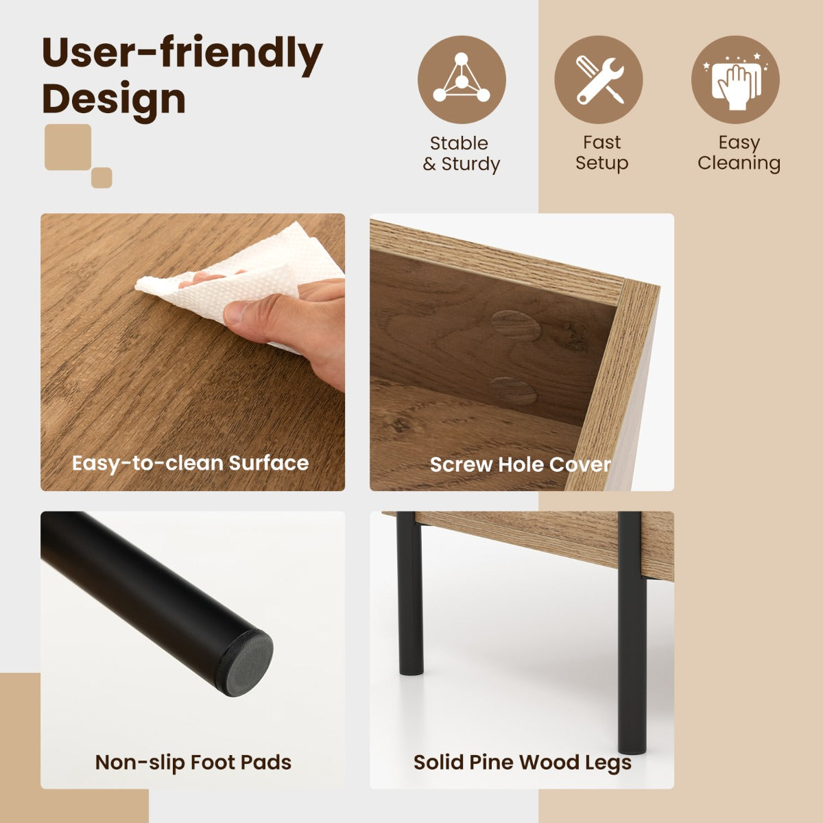 Lift Top Coffee Table with Hidden Compartment & 3 Open Cubbies