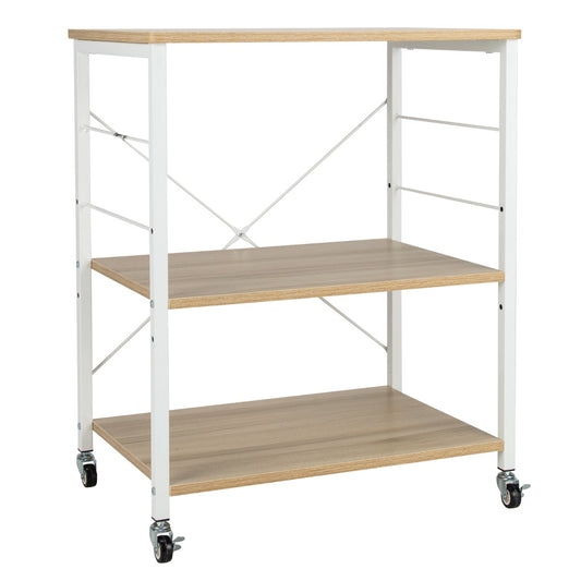 Costway 3-Layer Stand Cart with Hooks for Office/Living Room
