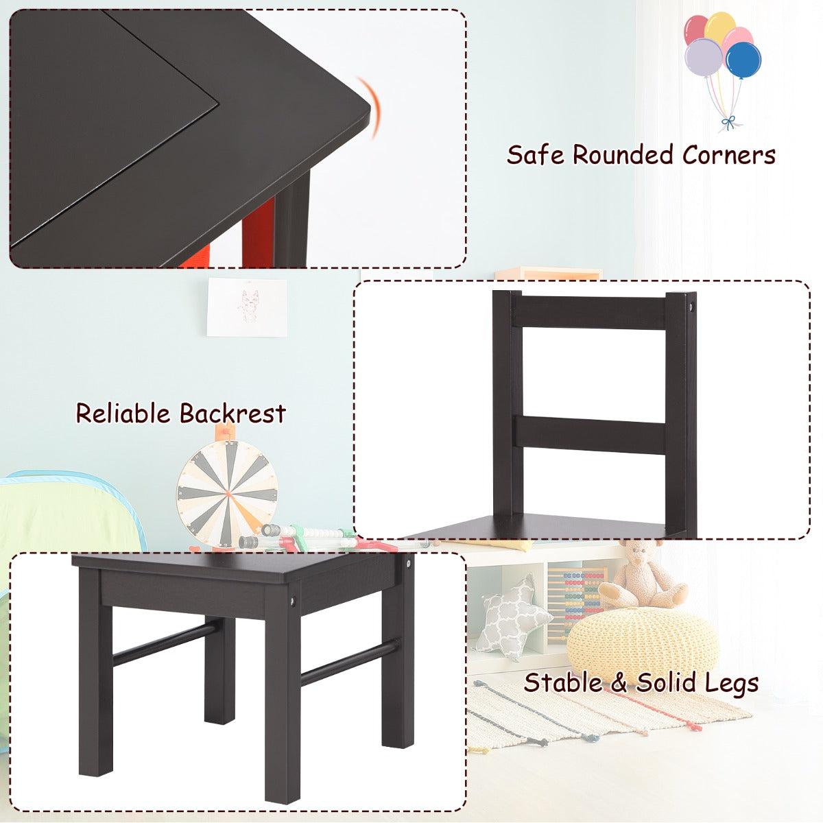 White and coffee children's table set makes an excellent birthday or holiday gift