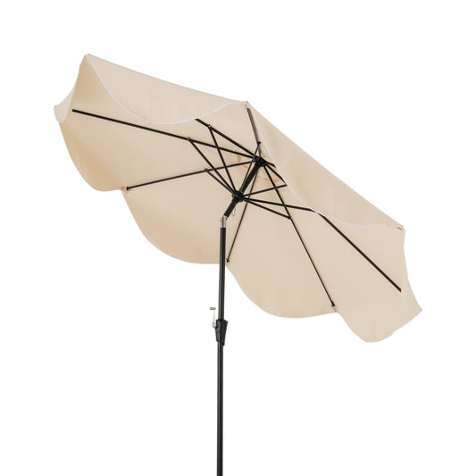 Costway 2.8M Patio Umbrella 2-Tier Market Table Umbrella with Crank Handle-Beige
