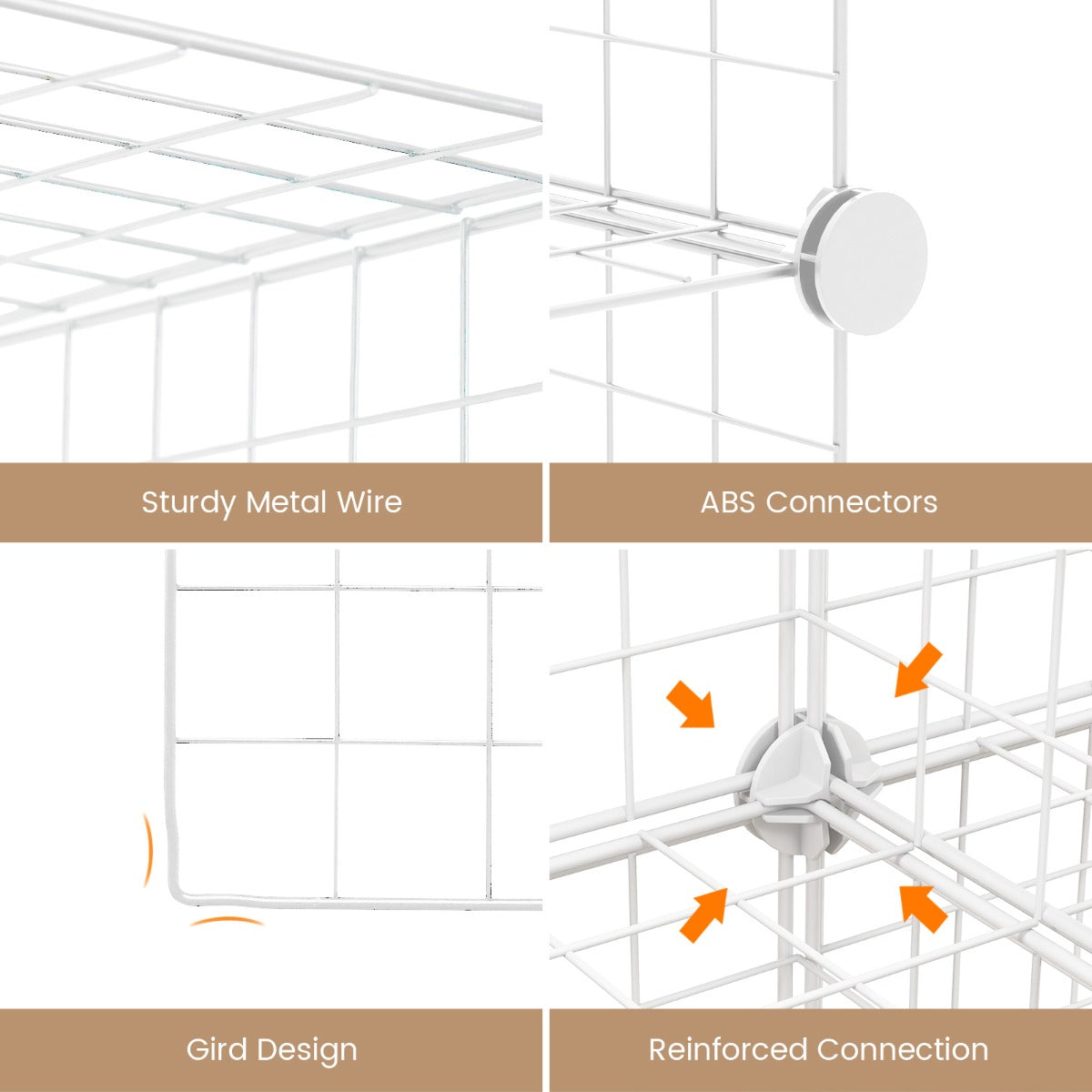 Costway Metal Wire Free Standing DIY Storage Cubes with 12 Cubes-White