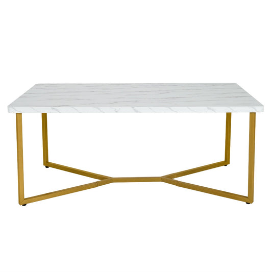 Costway Modern Coffee Table with Faux Marble Tabletop for Living Room, Office, Lounge