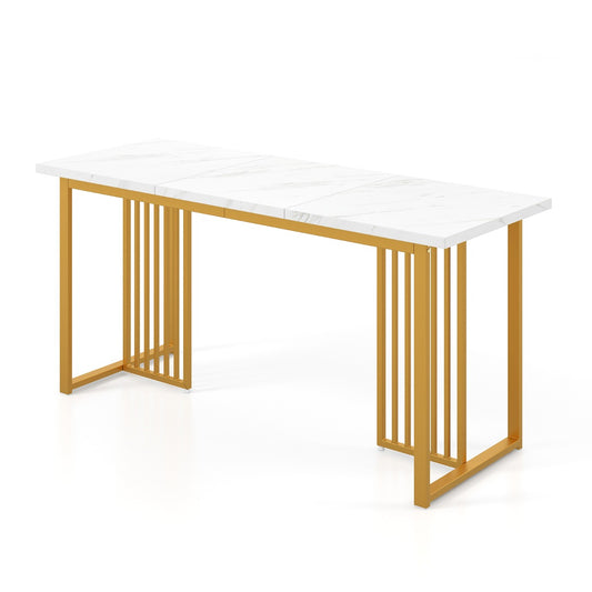 Costway Modern Dining Table for 6-8 People with Faux Marble Tabletop-White
