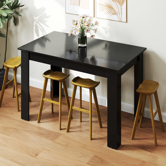 Modern Kitchen Table with Adjustable Tabletop and L-shaped Legs-Black