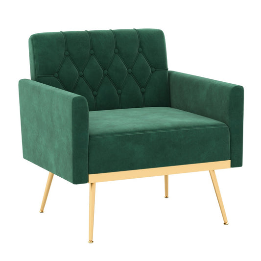 Costway Modern Velvet Accent Chair with Button Tufted Back-Green