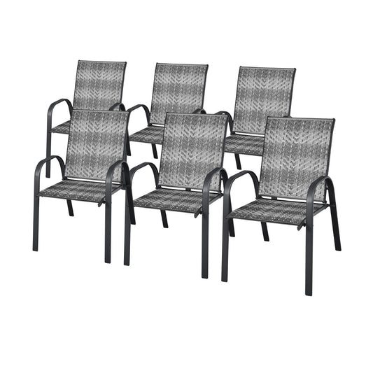 Costway Set of 6 Outdoor PE Wicker Stackable Chairs for Garden & Yard & Deck & Lawn
