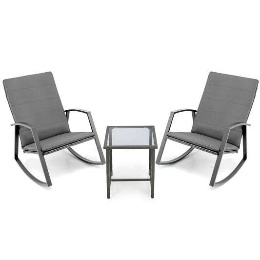 Costway 3 Pieces Wicker Furniture Set with Cushion for Patio & Garden & Poolside