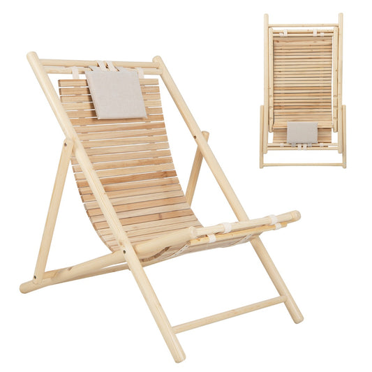Folding Outdoor Adjustable Sling Chair with Cushioned Headrest