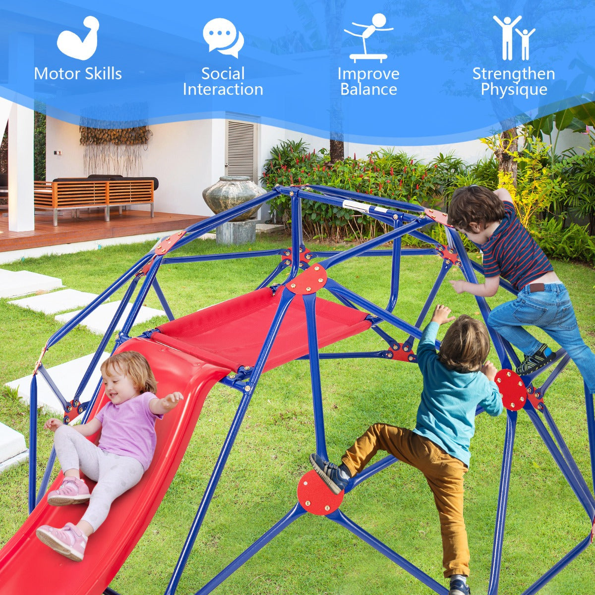Children's dome climber supports up to 150kg and is suitable for gardens, parks and jungle gyms