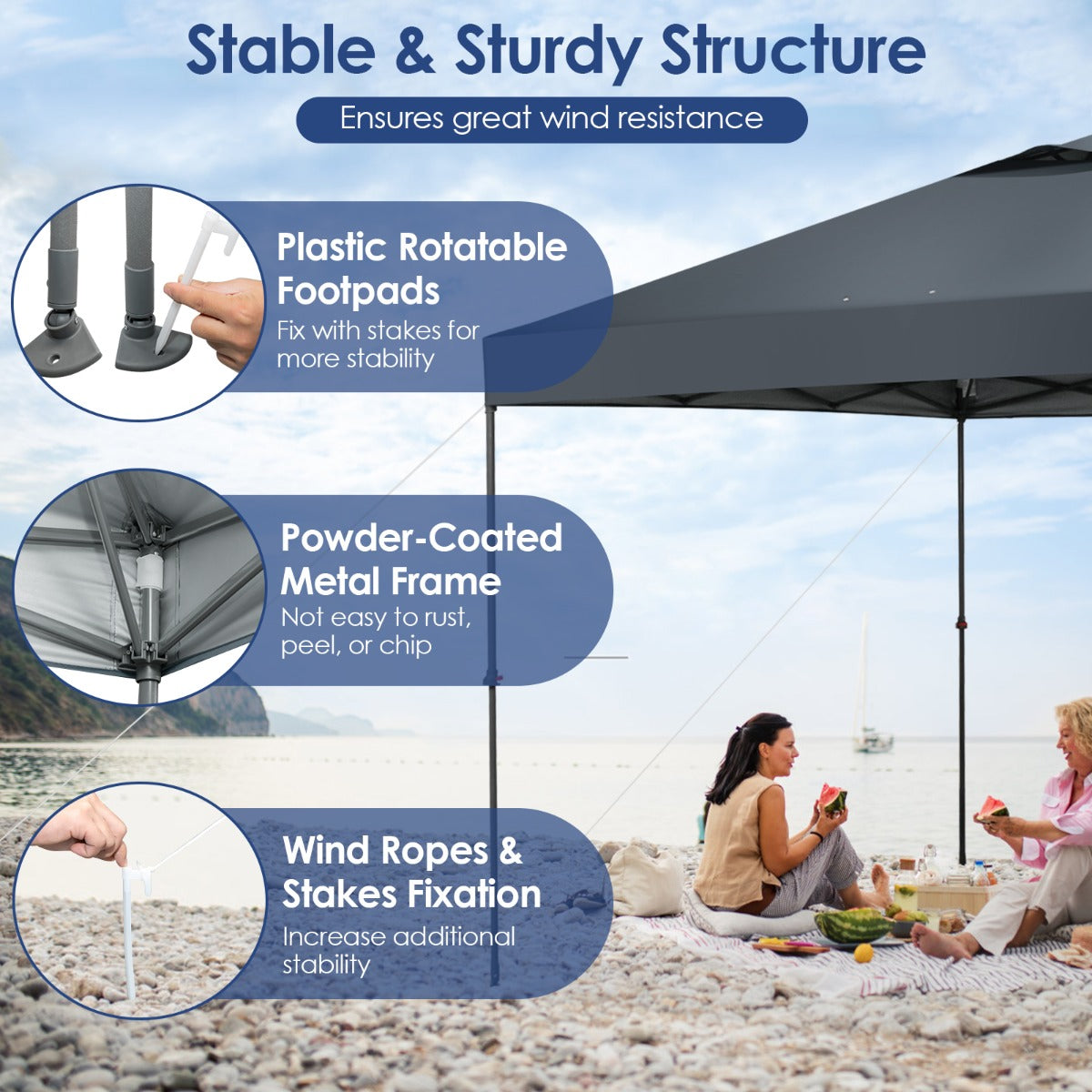 3m x 3m Height-Adjustable & Tiltable Pop-up Canopy with Carry Bag-Grey