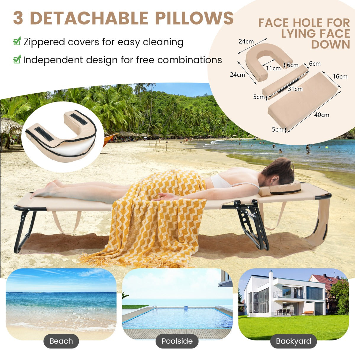 Zippered pillow covers and smooth fabric make daily cleaning and maintenance simple