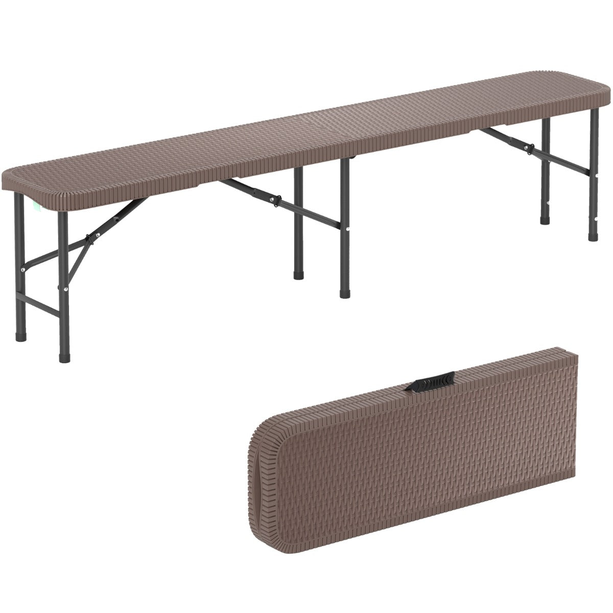 180-centimeter folding bench with a thickened HDPE seat for outdoor picnics, camping, and events