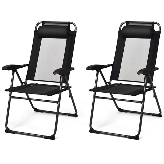 Costway 2 Pieces Adjustable Reclining Chairs with Headrest
