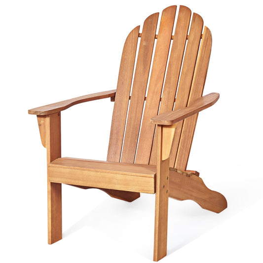 Acacia Wood Adirondack Lounger Chair with Slatted Seating-Natural