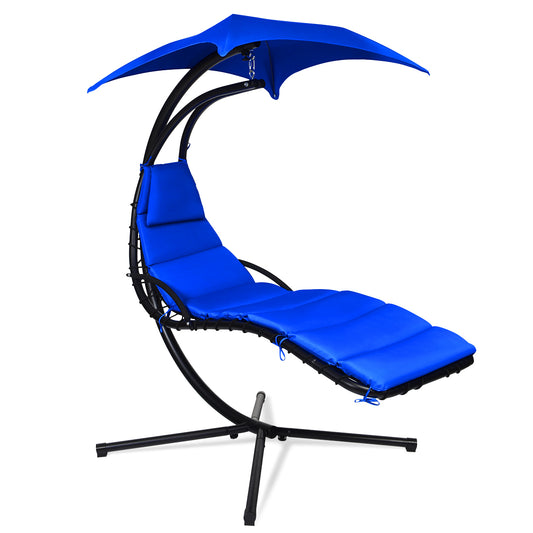 Hanging Lounger Chair with Canopy & Cushion Built-in Pillow-Navy