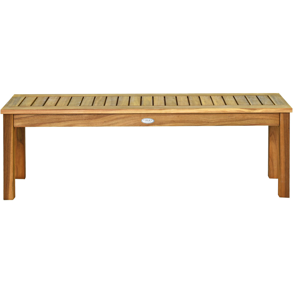 132 cm Outdoor Acacia Wood Dining Bench Chair with Slatted Seat