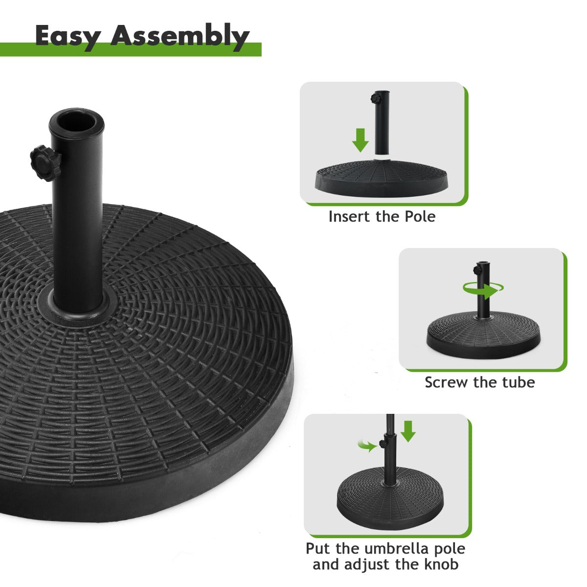 22kg Round Patio Umbrella Base with Waterproof & Sunlight Resistance for Backyard