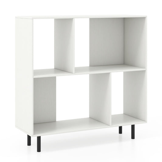 Open Shelf Bookcase with 4 Compartments for Living Room Bedroom-White