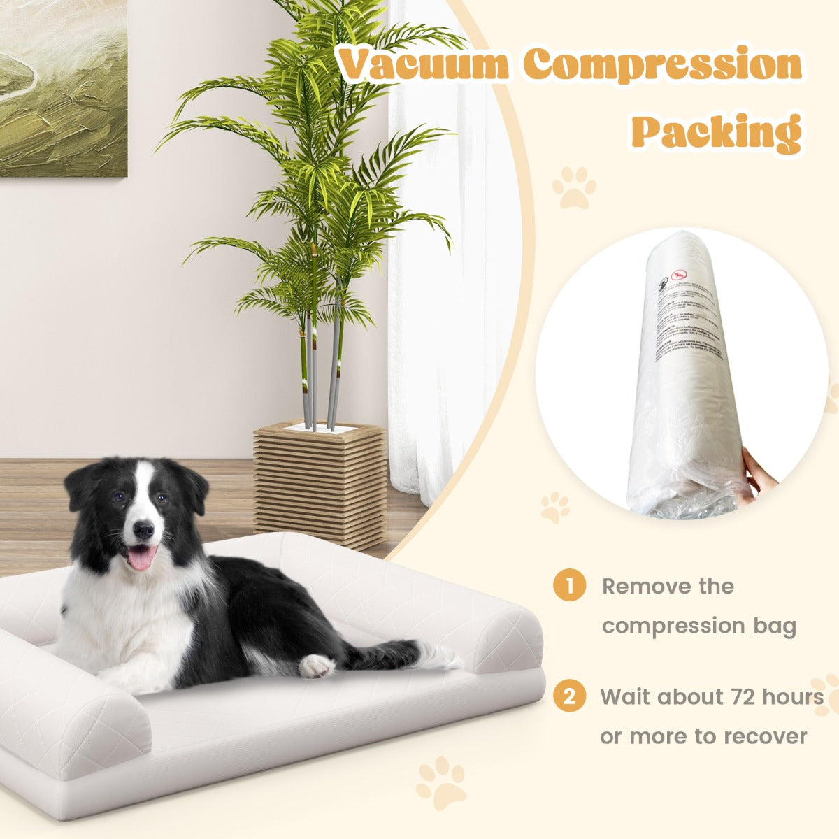 Costway Orthopedic Medium Small Dogs Egg-Foam Dog Crate Bed with 3-Side Bolster