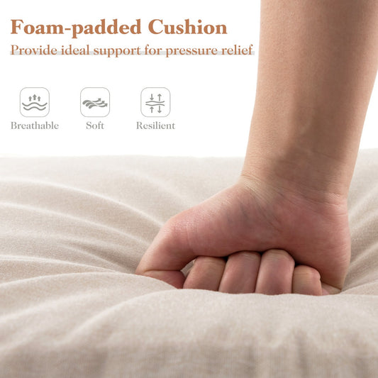 Outdoor Chaise Lounge Cushion with Hook and Loop Fastener Fixing Straps-Beige