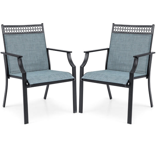 All-Weather Outdoor Dining Chairs, Breathable Fabric, 150kg Capacity, Blue
