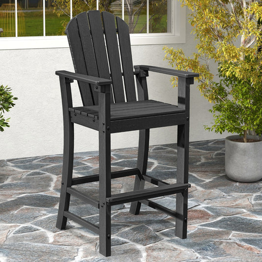 Weather-resistant HDPE patio bar chair resists fading, cracking, and outdoor weather damage