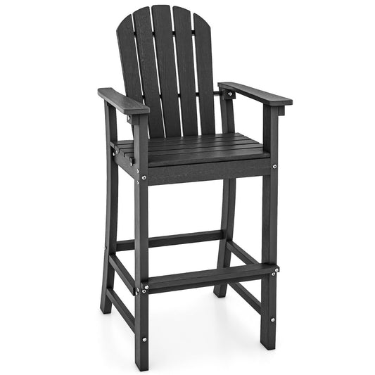 Weather-resistant HDPE patio bar stool resists fading, cracking, and outdoor weather damage