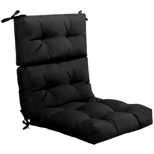 Patio High Back Chair Cushion Chair Seat Pads with Non-slip Rope Belts-Black