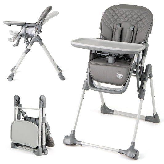 Portable Adjustable Highchair with Footrest and Detachable Tray-Grey