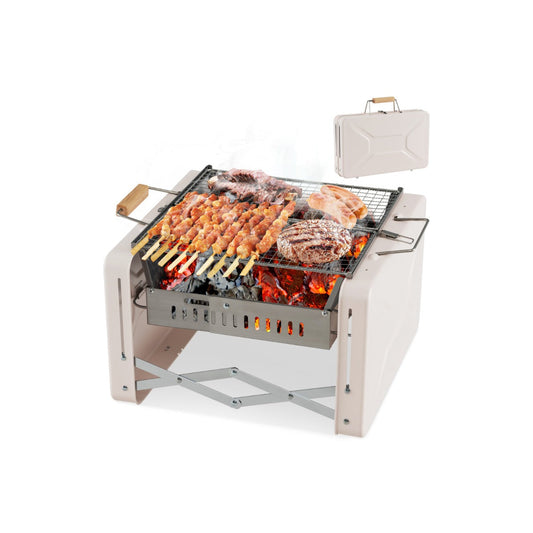 Compact BBQ grill provides a spacious 31 x 32 cm cooking area for 3 to 5 people