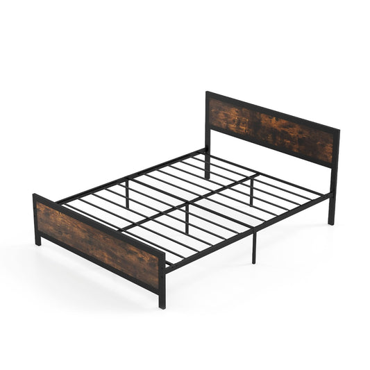 Queen Size Metal Bed Frame with Headboard and Footboard-Queen