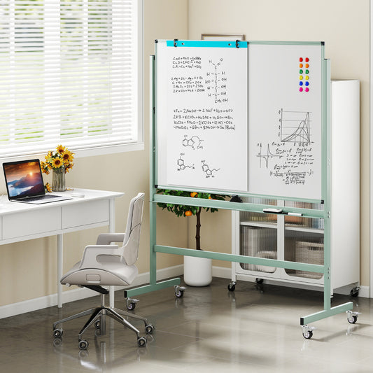 Rolling Whiteboard with Stand for Home Office School-Green