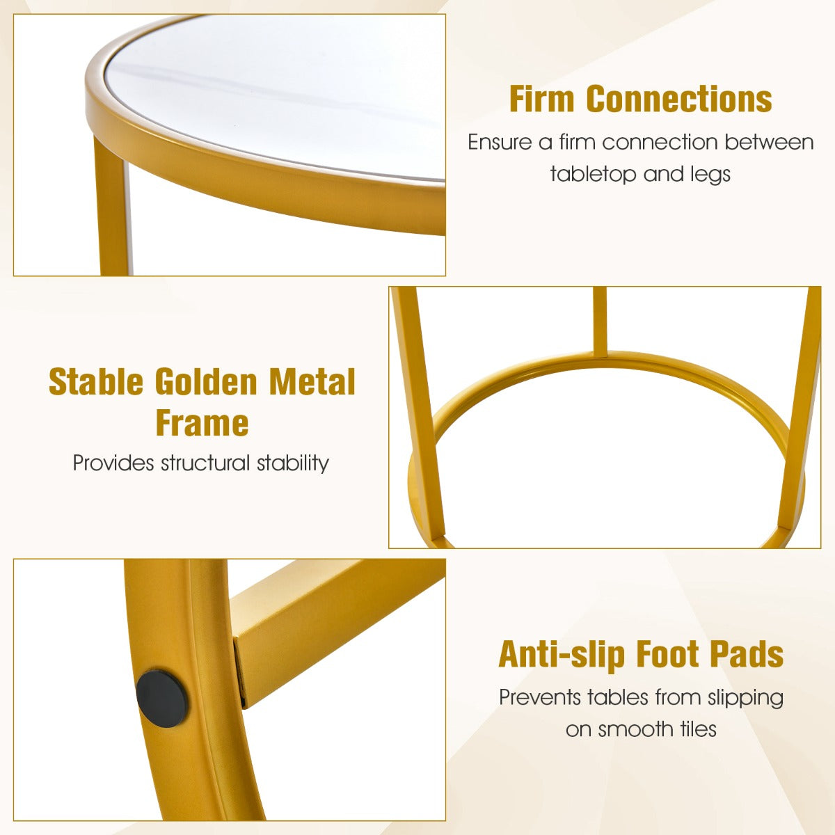 Simple instructions and included accessories make this decorative marble-look table easy to assemble
