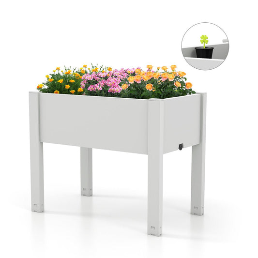 Elevated PP planter box reduces bending and helps relieve knee and back strain while gardening