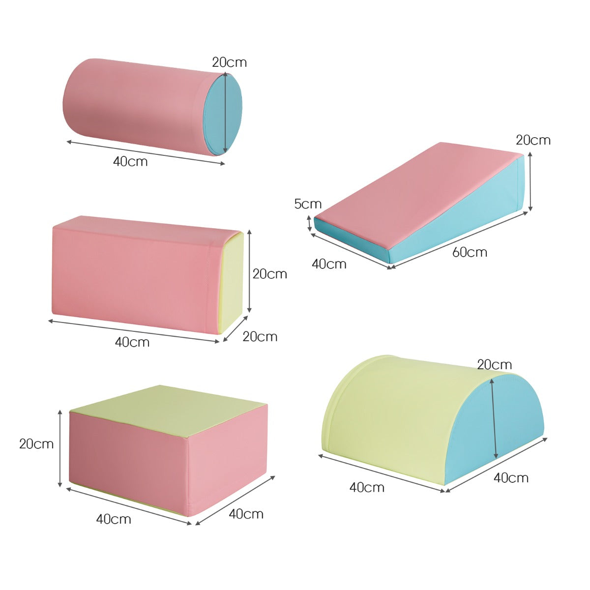 5 Pieces Kids Climb Crawl Activity Play Set with Safe Foam Blocks-Pink