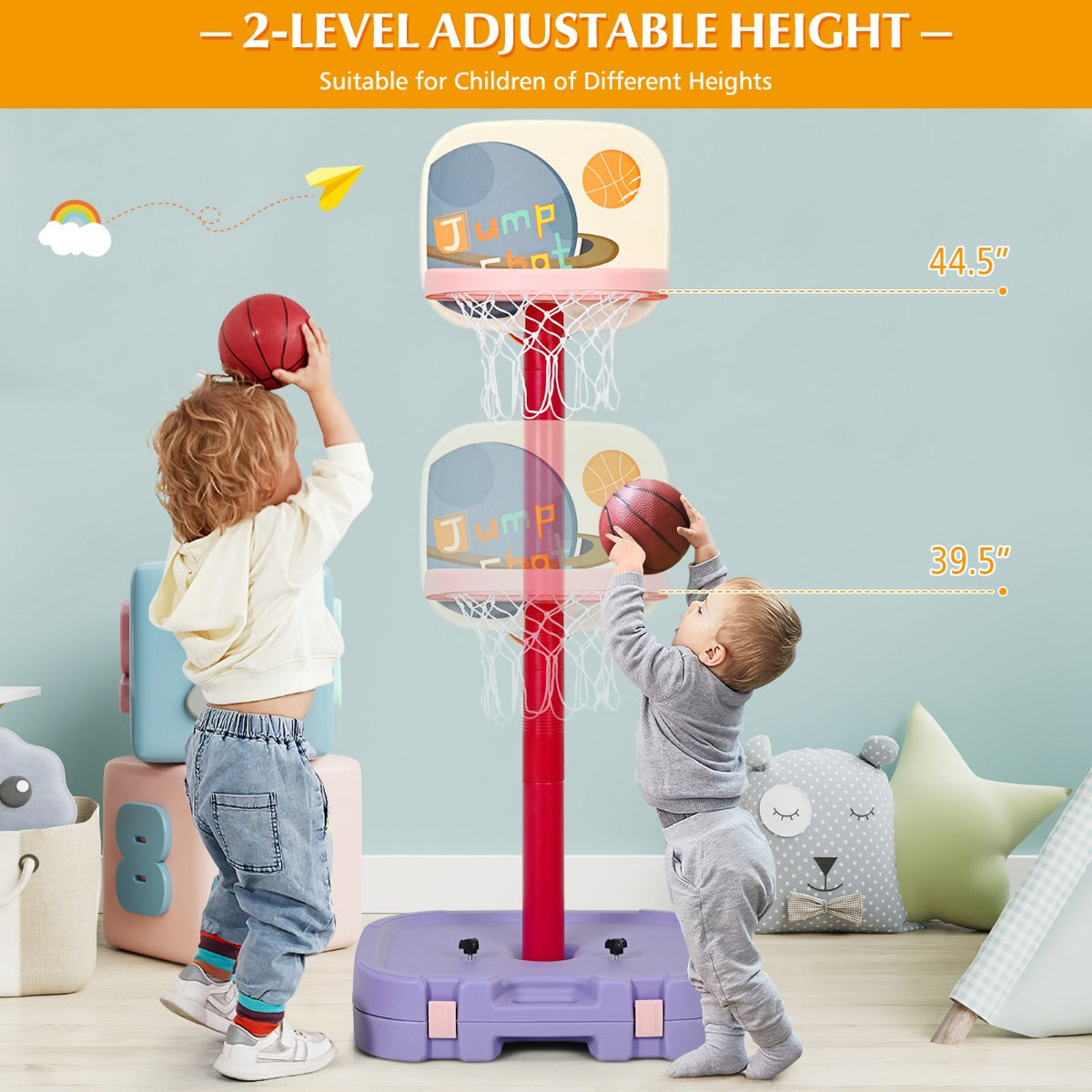 2 in 1 Basketball Set with Ring Toss