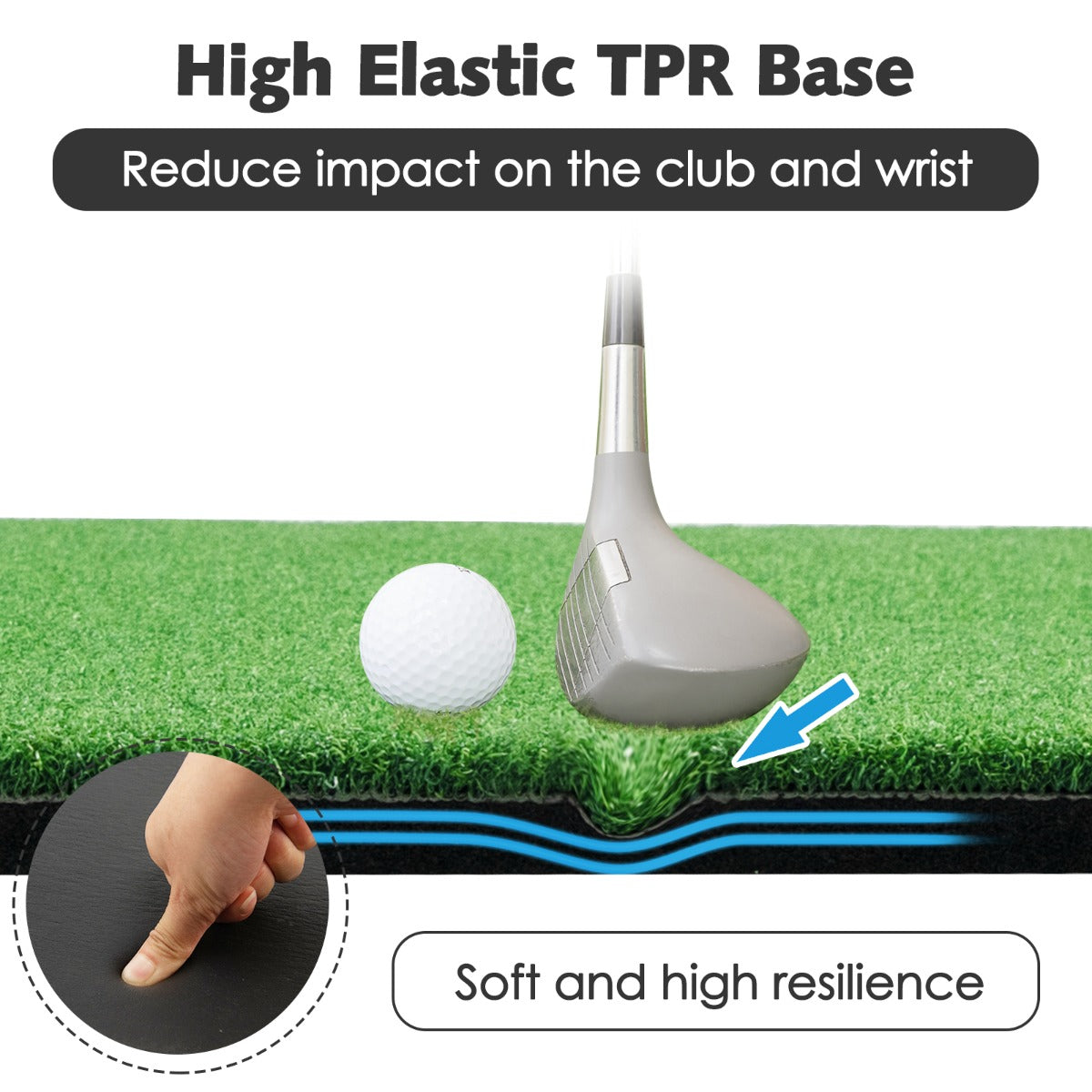 Golf practice mat includes rubber tees and supports convenient training for beginners and enthusiasts