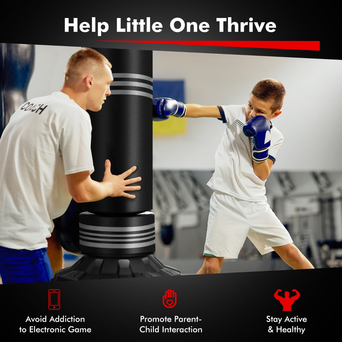 MMA UFC Kick Training Punching Bag with Stand with Fillable Suction Cup Base for Adults