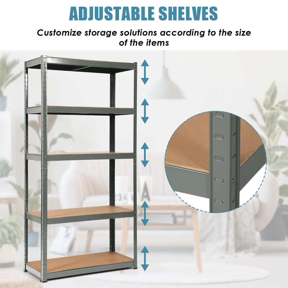 Heavy Duty Storage Rack with Adjustable Shelves for Home/ Office/ Garage-Grey