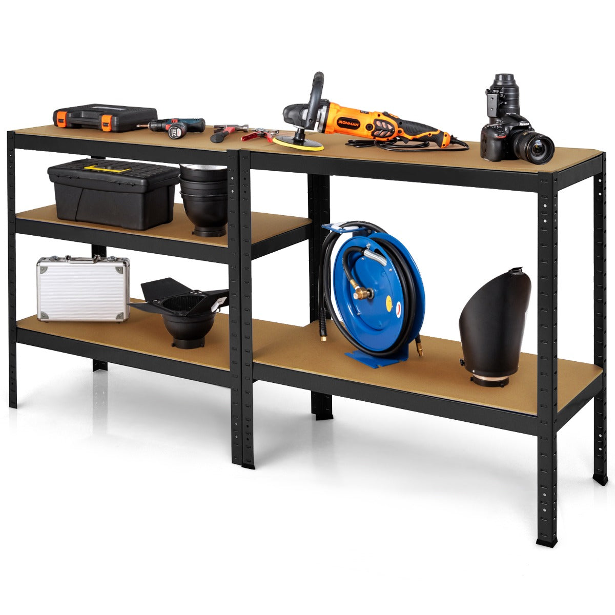 5-Tier Storage Shelves with Freestanding Shelving Unit for Garage-Black