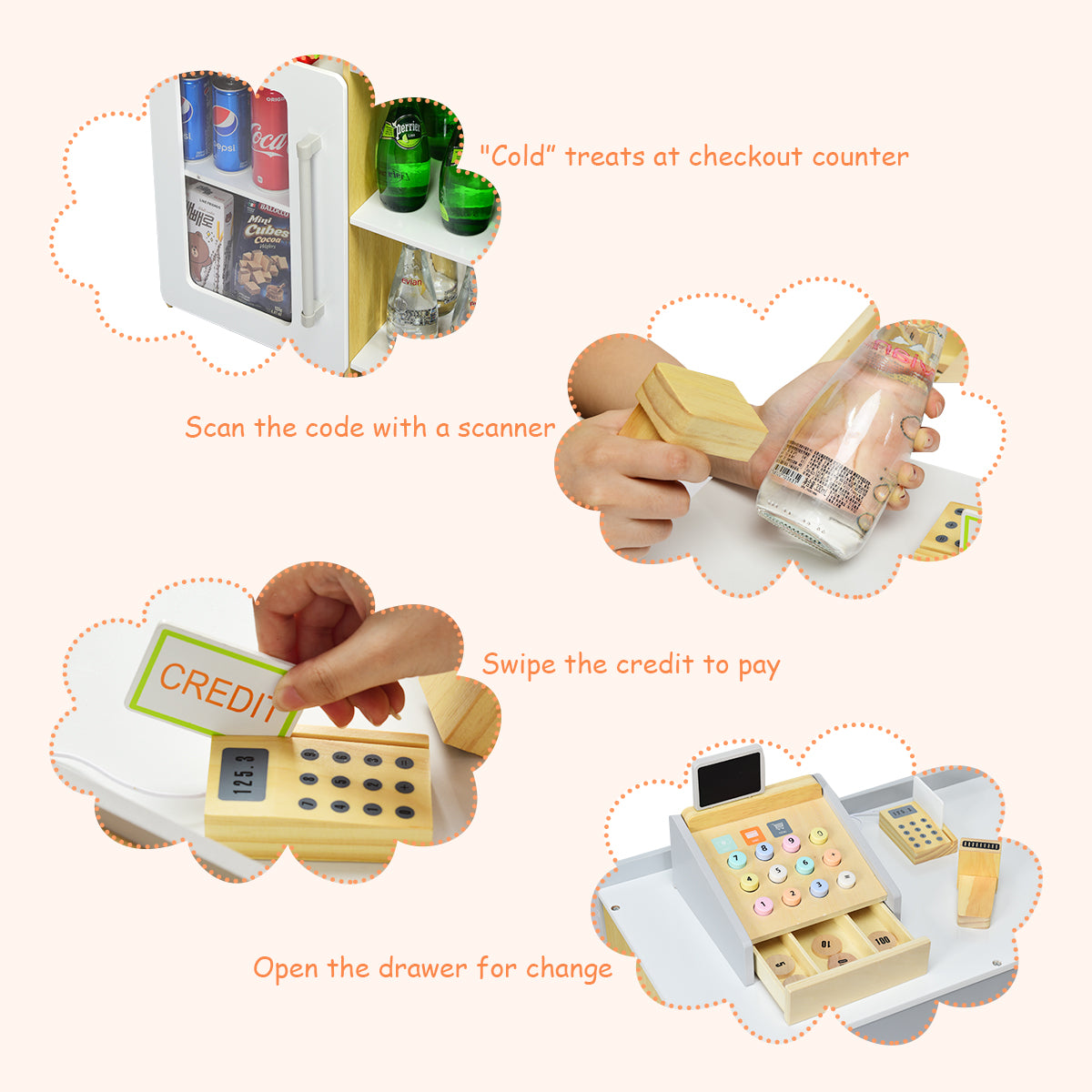 Supermarket Play Set with Shopping Cart for Toddlers