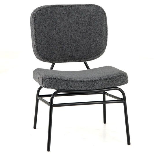 Costway Upholstered Accent Chair with Sponge Padding and Adjustable Foot Pads-Grey