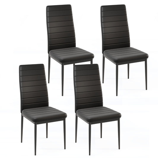 Upholstered Dining Chair Set of 4 with Padded Backrest and Seat-Black