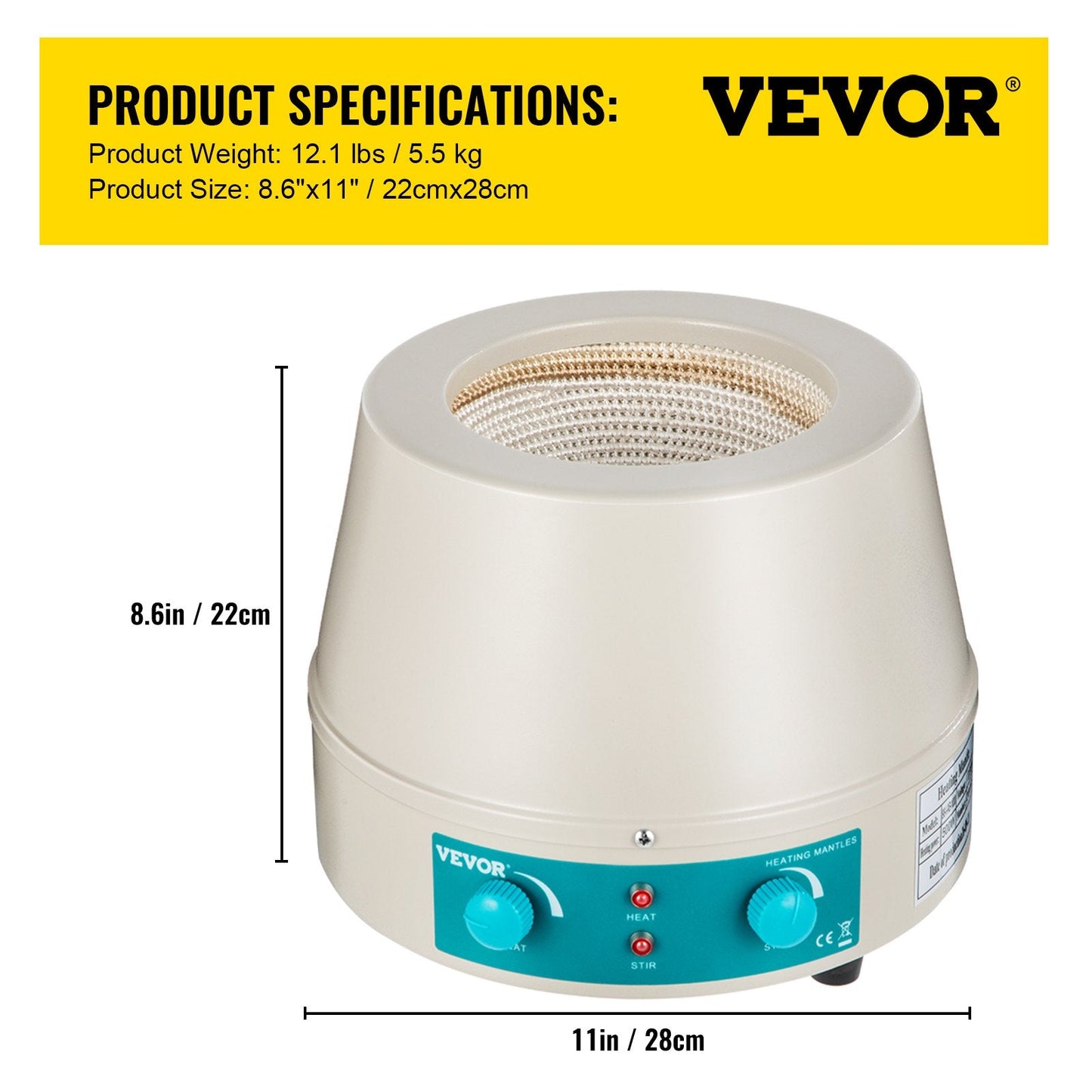 1000ml Lab Heating Mantle with Magnetic Stirrer, 500W, 220V, 0-2000rpm