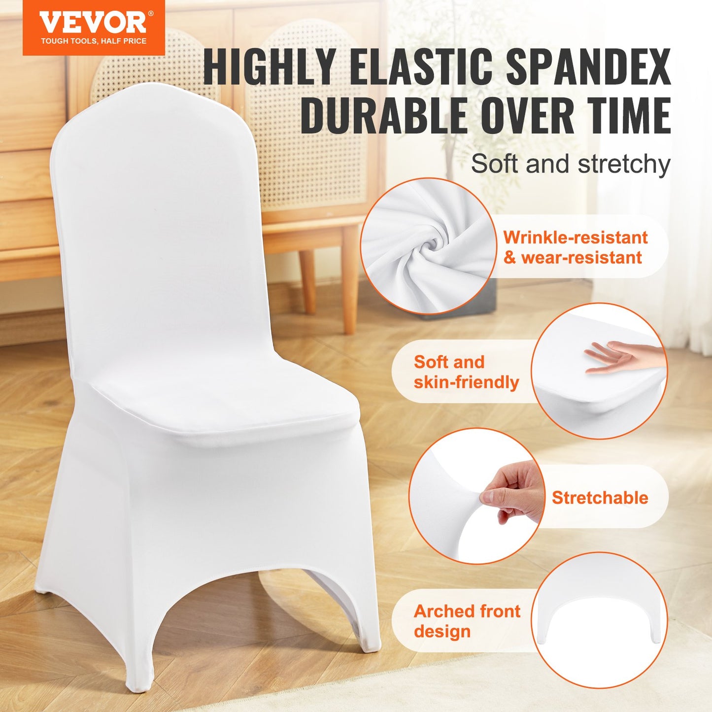 VEVOR Stretch Spandex Folding Chair Covers, Universal Fitted Arched Front Cover,