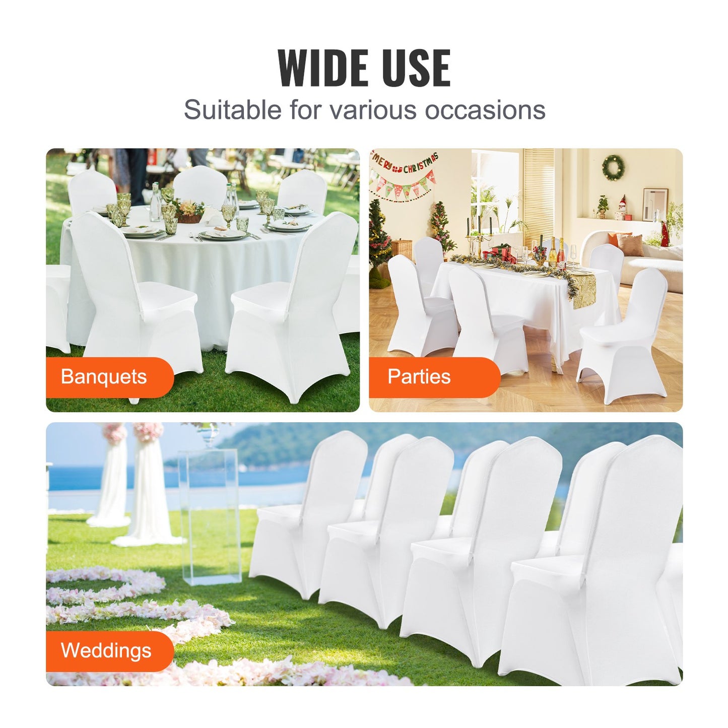 VEVOR Stretch Spandex Folding Chair Covers, Universal Fitted Arched Front Cover,