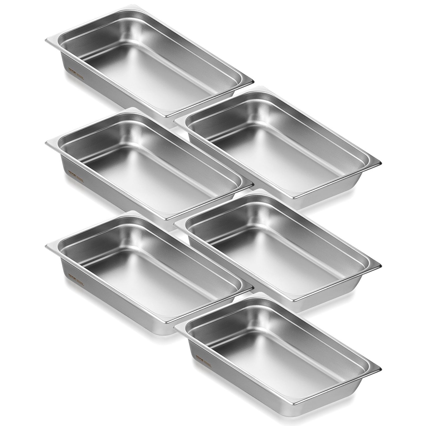 VEVOR 6 Pack Hotel Pans, Full Size Anti-Jam Steam Pan, 0.8mm Thick Stainless Steel