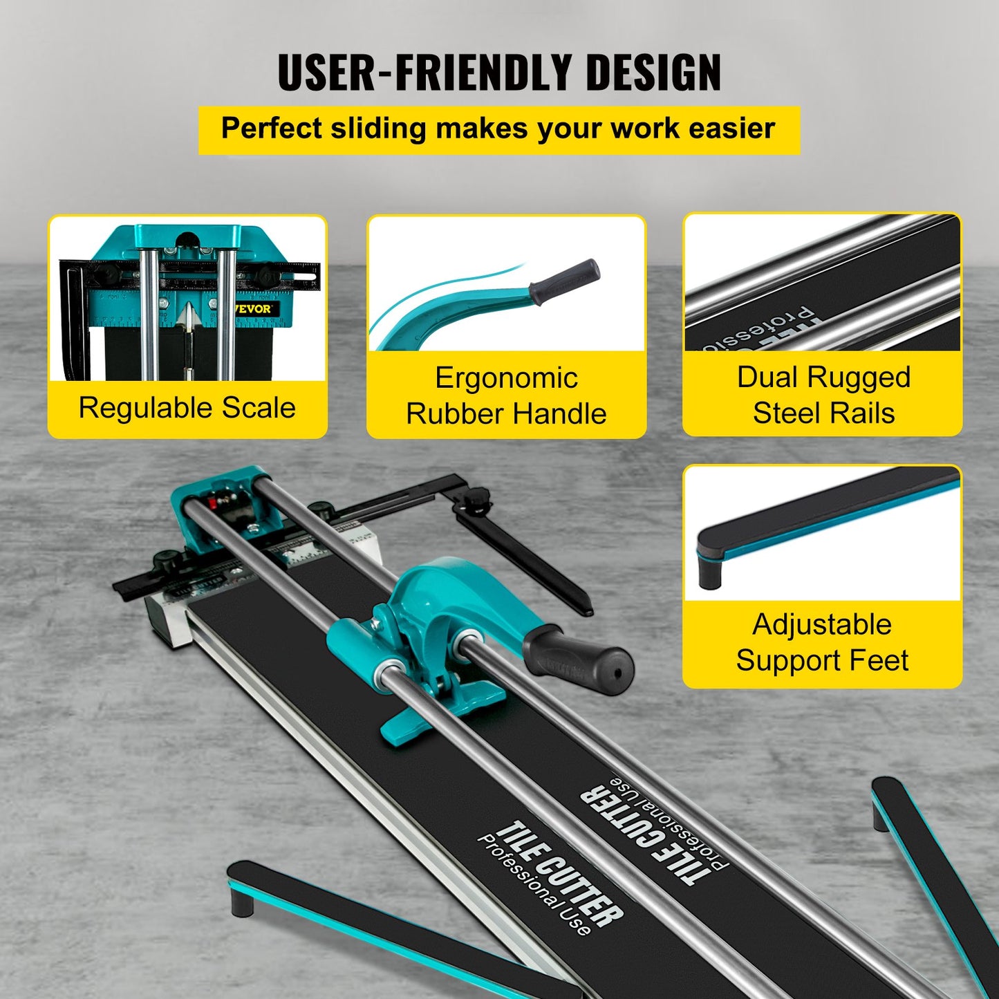 VEVOR Manual Tile Cutter 47"/1200mm Cutting Machine w/ Laser Guide for Ceramic